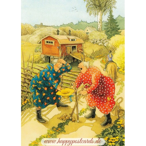 80 - Old Ladies going for a walk - Löök Postcard