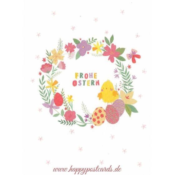 Frohe Ostern - Easter wreath - Easter Postcard