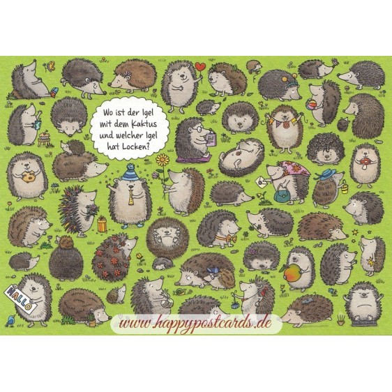 Wo ist der Igel mit dem Kaktus? - Charis Bartsch Postcard