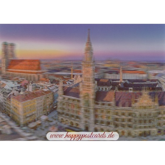 3D Munich - Town hall and Frauenkirche - 3D Postcard