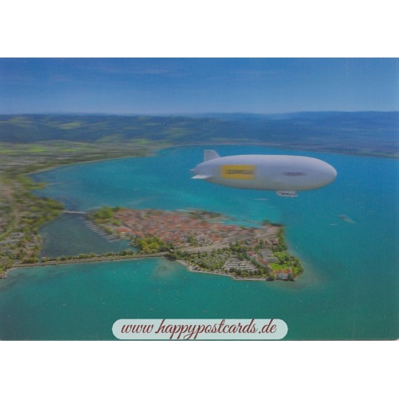 3D Bodensee - Zeppelin über Lindau - 3D Postkarte