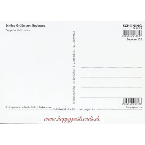 3D Bodensee - Zeppelin above Lindau - 3D Postcard