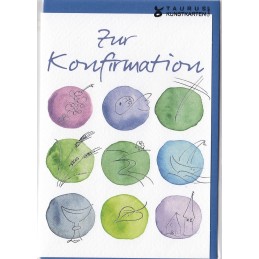 Zur Konfirmation - Aquarellkreise - Konfirmationsgrußkarte
