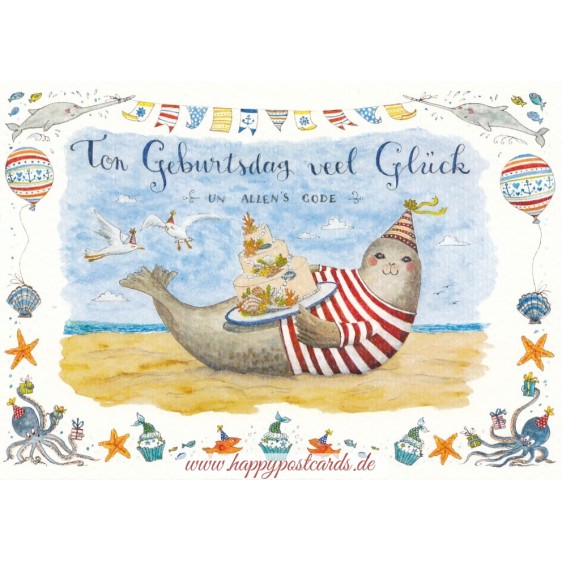 Ton Geburtsdag veel Glück un allen's Gode - de Waard postcard