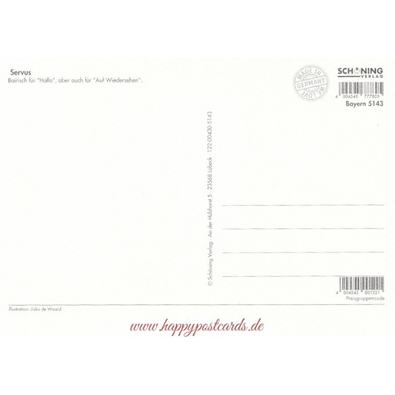 Servus - de Waard postcard