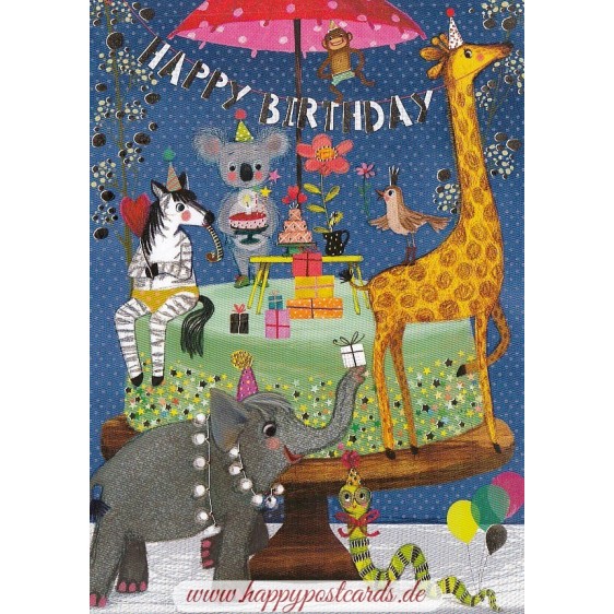 Happy Birthday - Tiere - Mila Marquis Postkarte