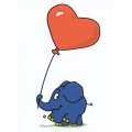 Elephant with heartballoon - Mouse - Postcard