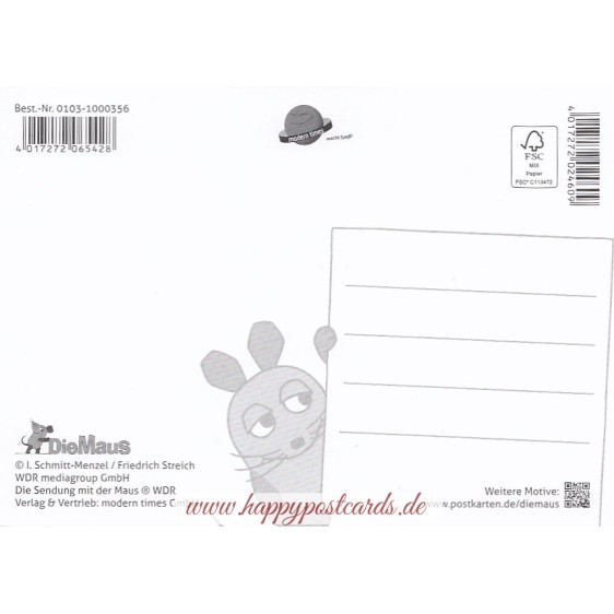 Elephant with heartballoon - Mouse - Postcard