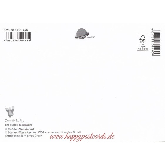 The Little Mole is looking out of his molehill - Krtek Postcard