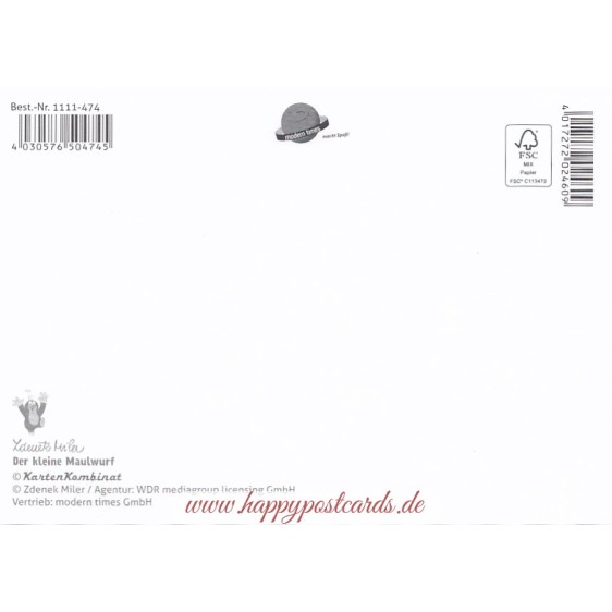 The Little Mole with a chestnut scale - Krtek Postcard