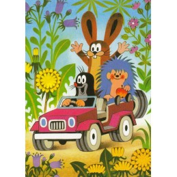 Der kleine Maulwurf fährt Auto - Maulwurf Postkarte