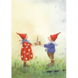 Pippa und Pelle mit Geburtstagstorte - Pippa und Pelle - Postkarte