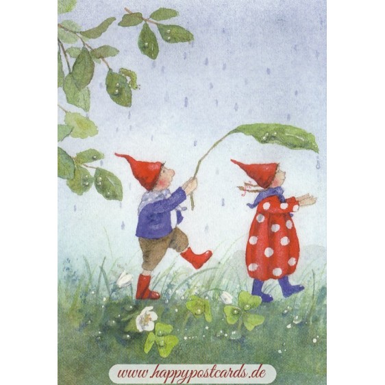 Pippa and Pelle in the rain - Pippa and Pelle - Postcard