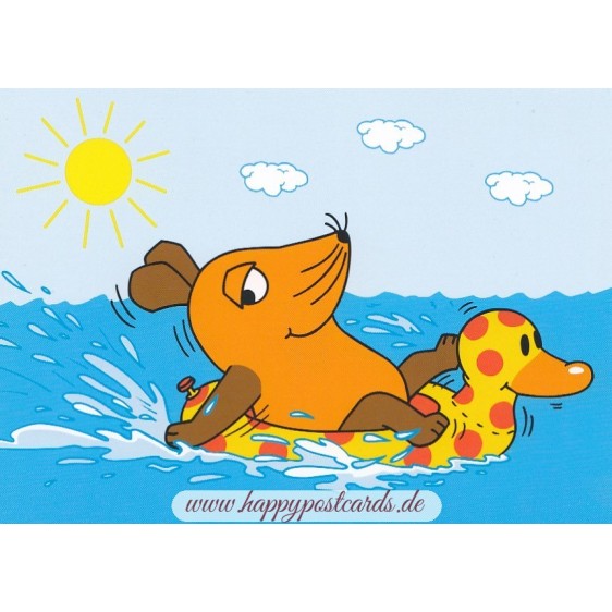 Maus mit Gummiente - Maus - Postkarte