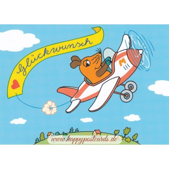 Glückwunsch (Maus im Flieger) - Postkarte