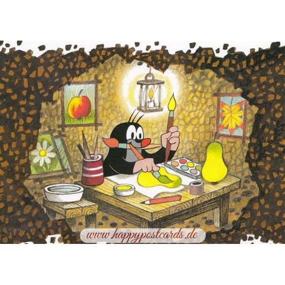 The Little Mole is painting - Krtek Postcard