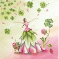 Woman with lucky clover - Nina Chen Postcard