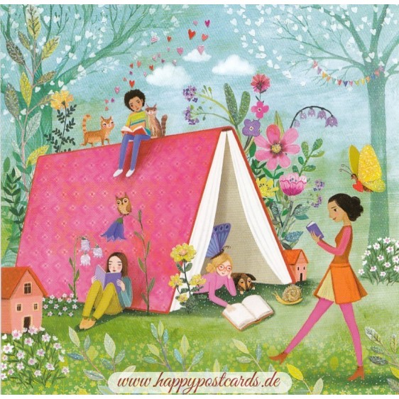 Kinder mit Buch - Mila Marquis Postkarte