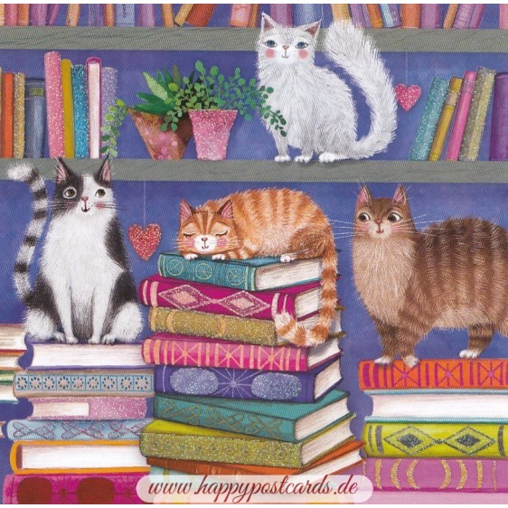 Cats and books - Mila Marquis Postcard
