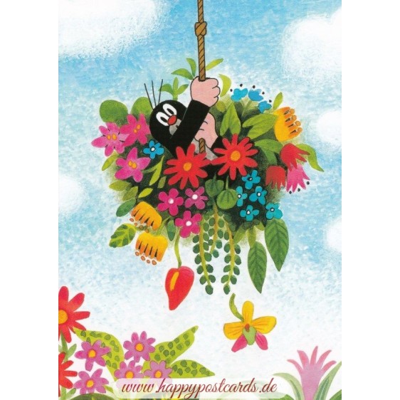 Der Maulwurf in den Blumen - Postkarte