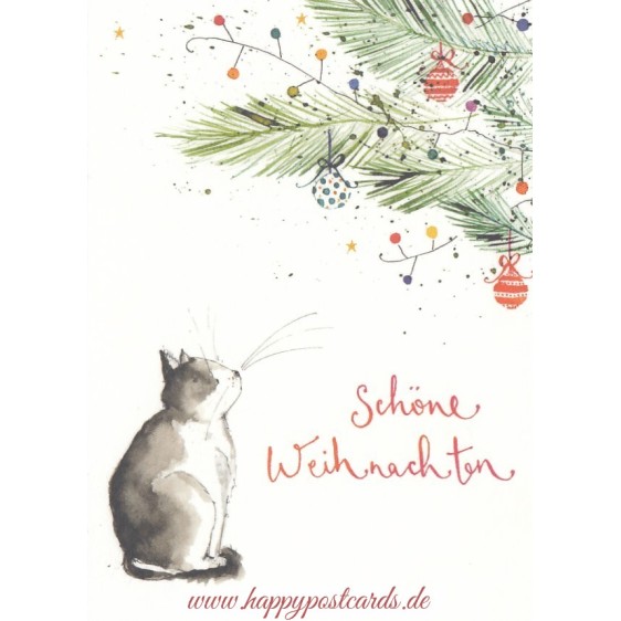 Schöne Weihnachten - Katze - Weihnachtskarte