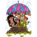Der Maulwurf - Tiere unterm Regenschirm - Postkarte