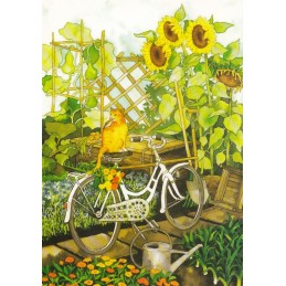 112 - Katze auf Fahrrad - Löök Postkarte