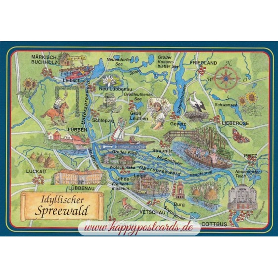 Spreewald - Map - Postkarte