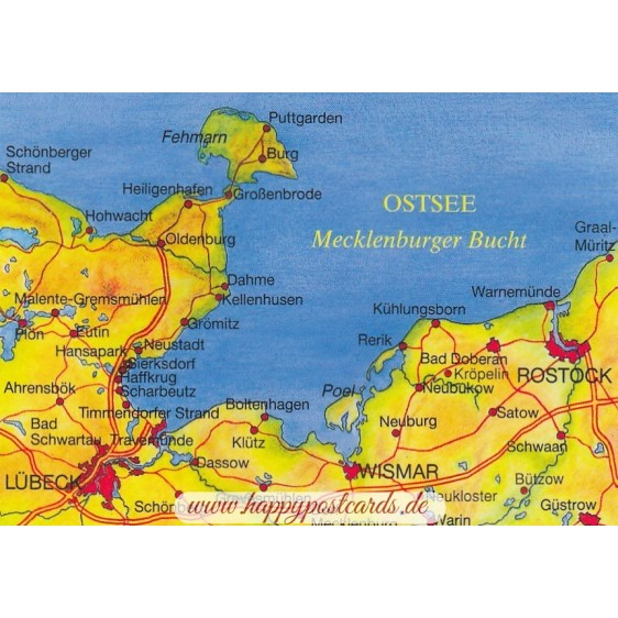 Mecklenburger Bucht - Map - Postkarte
