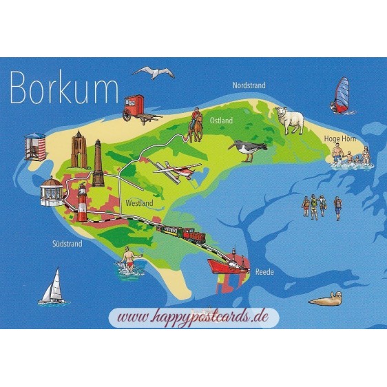 Borkum - Map - Postkarte