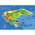 Borkum - Map - Postkarte