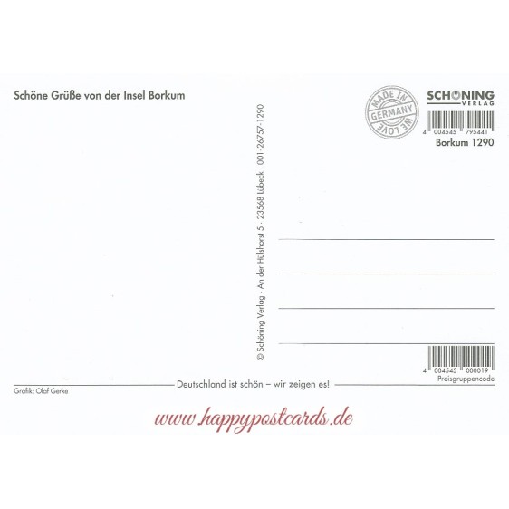 Borkum - Map - Postcard