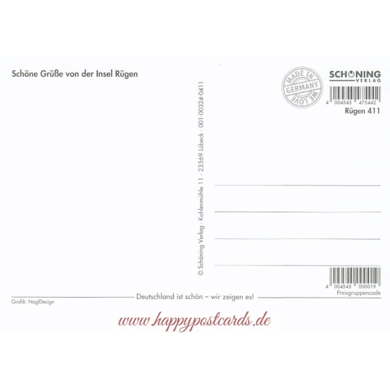 Rügen - Map - Postkarte