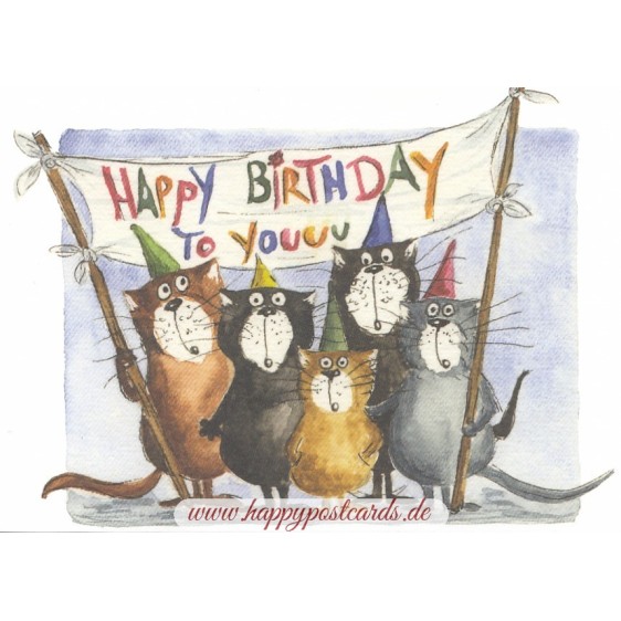 Happy Birthday - Katzen - Postkarte