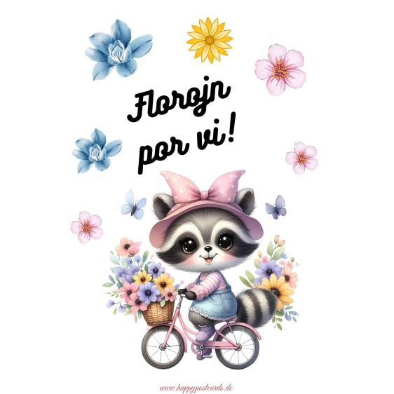 Waschbär - Florojn por vi - Postkarte