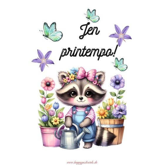 Raccoon - Printempo - Postcard