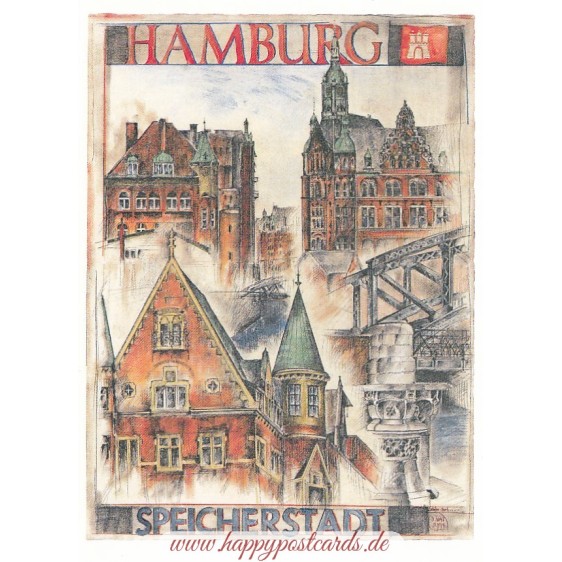 Hamburg - Speicherstadt - Ole West - Postcard