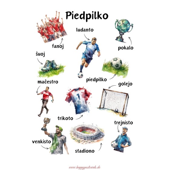 Sprachen der Welt - Esperanto - Fußball - Postkarte