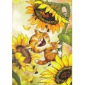 Sonnenblumen - Blaue Katzen - Postkarte