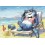 Am Strand - Blaue Katzen - Postkarte