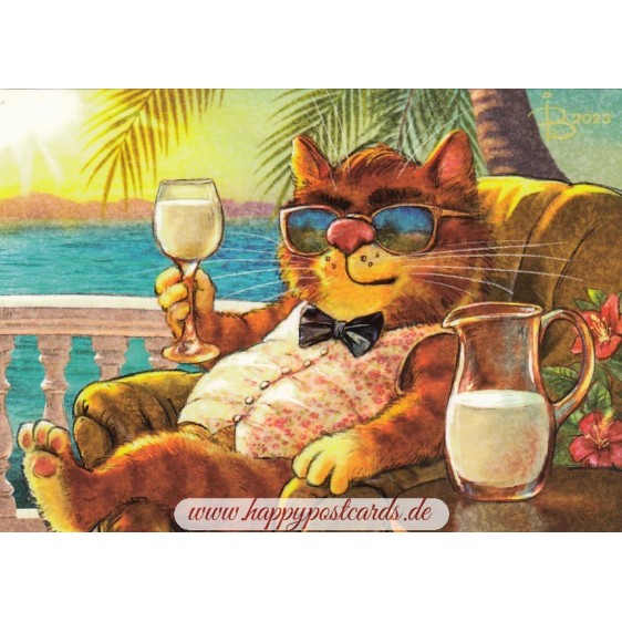 Holidays - Blue Cats - Postcard