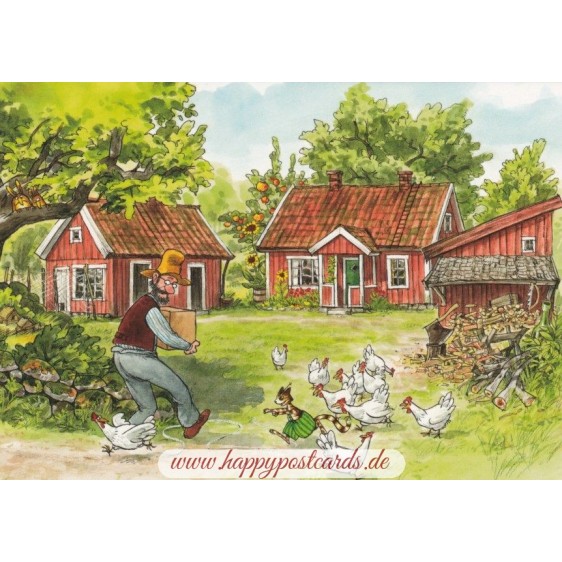 Pettersson in the Yard - Postcard