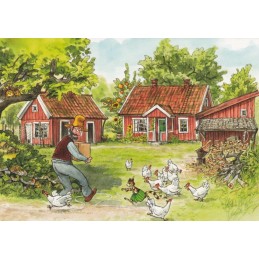 Pettersson in the Yard - Postcard