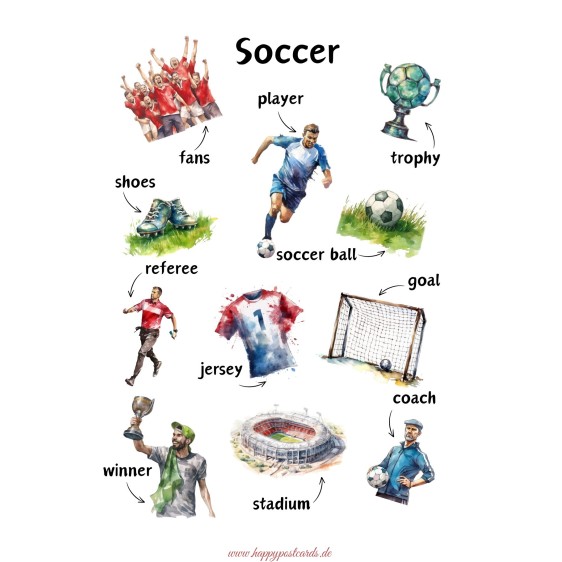 Languages of the world - English - Soccer - Postcard