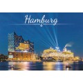Hamburg Night - Ship and Elphi - Viewcard