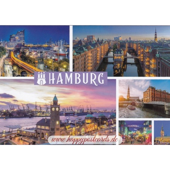 Hamburg Night Multi - Viewcard