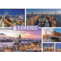 Hamburg bei Nacht Multi - Ansichtskarte