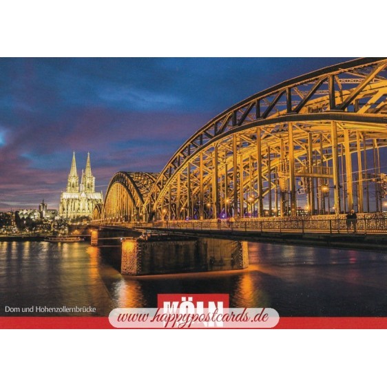 Cologne Night Cathedral - Hohenzollernbridge - Viewcard