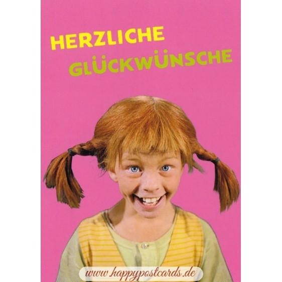 Herzliche Glückwünsche - Pippi Longstocking - Postcard