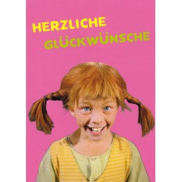 Herzliche Glückwünsche - Pippi Langstrumpf - Postkarte